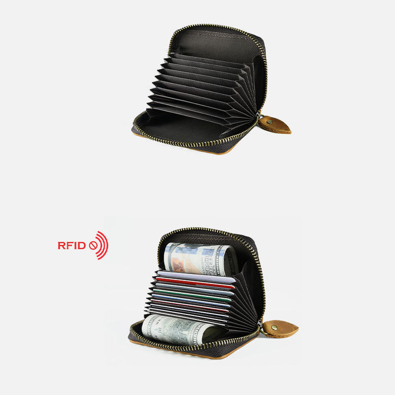 Retro Kurze Brieftasche Aus Echtem Leder Mehrere Slots Orgel