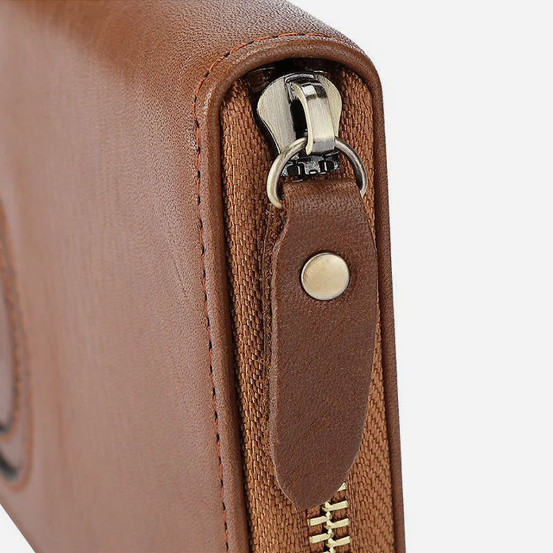 Geldbörse aus echtem Leder für Damen und Herren, einfarbige Clutch