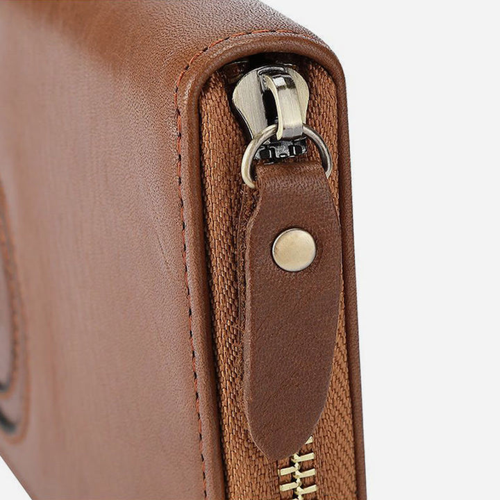 Geldbörse aus echtem Leder für Damen und Herren, einfarbige Clutch