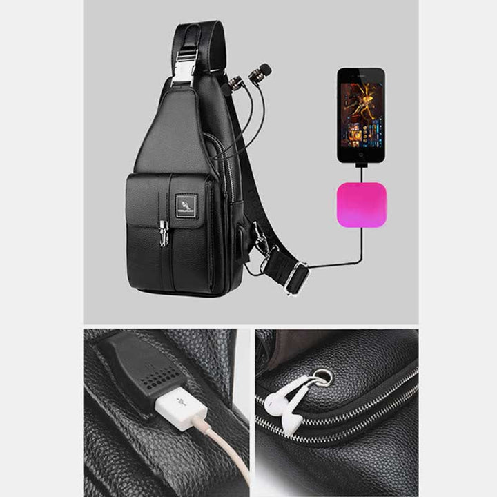 Herren Leder Schultertasche Mehrzweck Casual Bag Brusttasche Umhängetasche