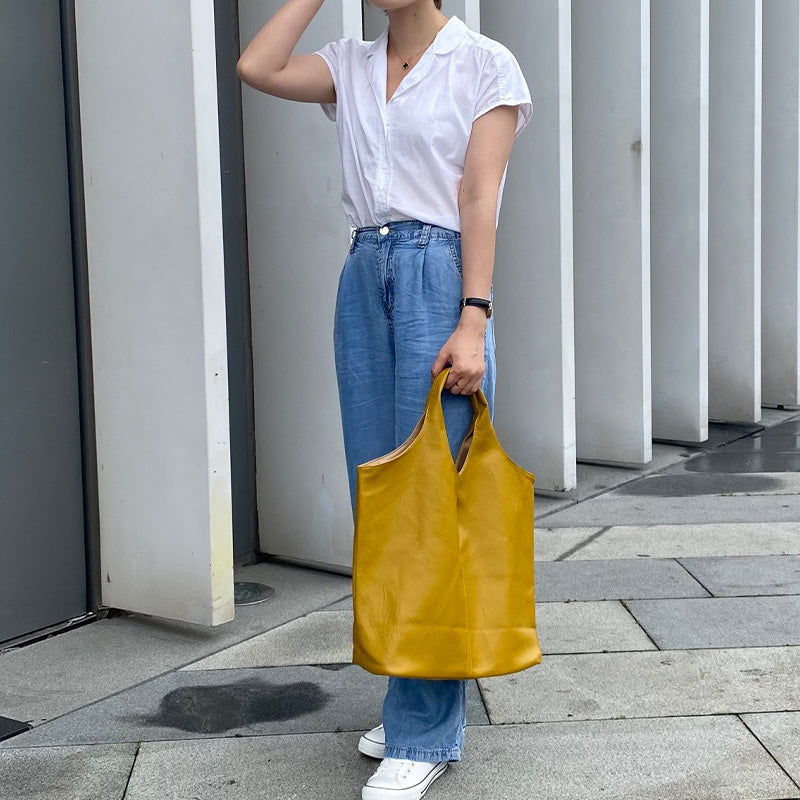 Leder Tote Schultertasche für Frauen Doppelseitige Hobo Geldbörse Bucket Handtasche