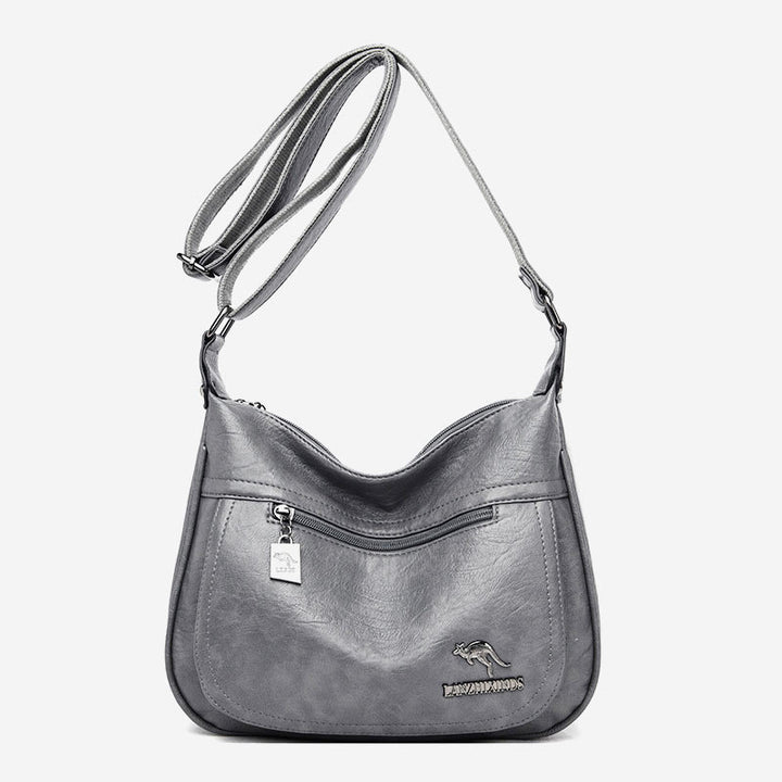 Umhängetasche mit zwei Fächern für Damen, weiches Leder, Damen-Umhängetasche