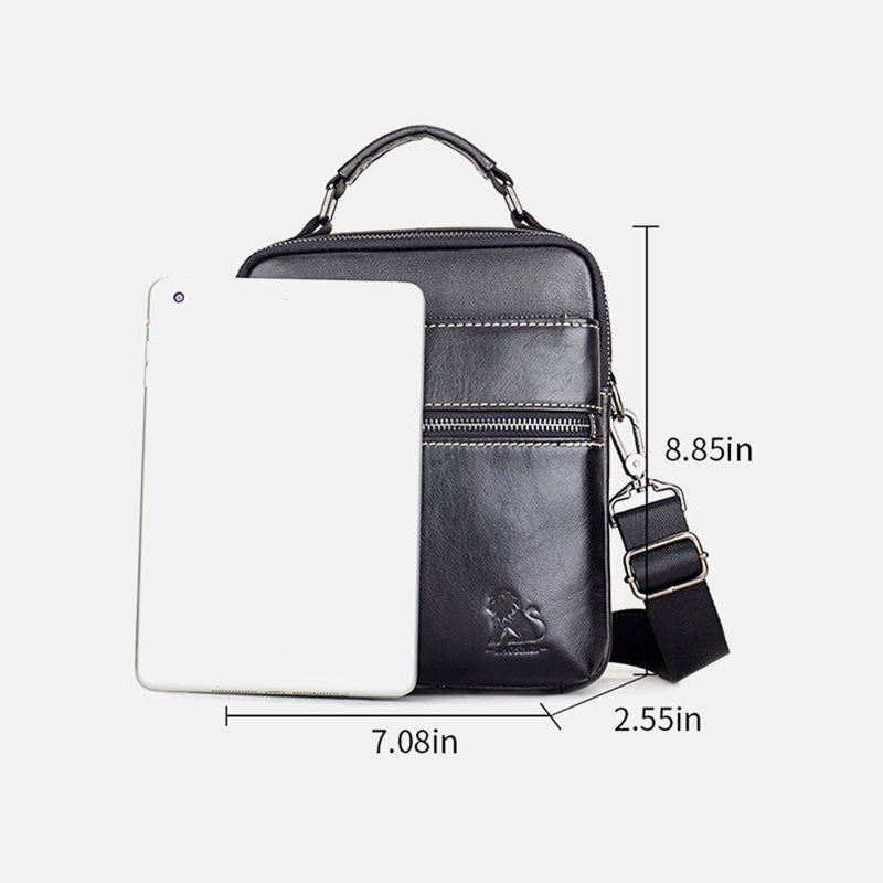 Multifunktions-Umhängetasche aus echtem Leder mit mehreren Taschen