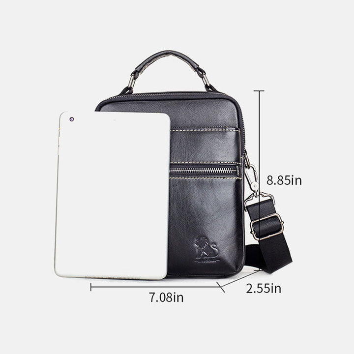 Multifunktions-Umhängetasche aus echtem Leder mit mehreren Taschen
