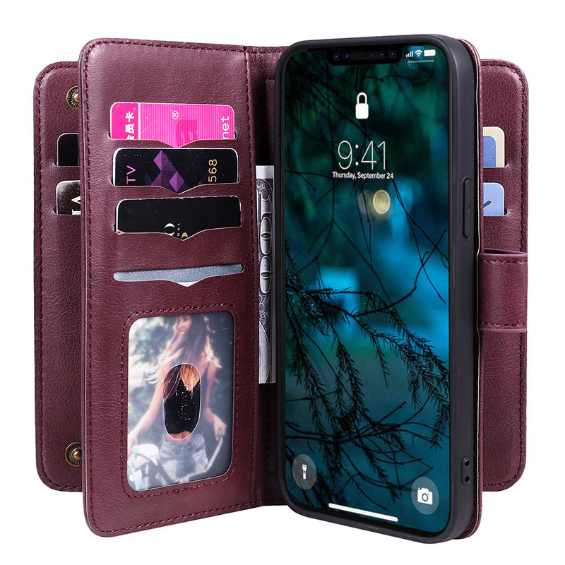 iPhone-Wallet-Hülle, leichtes Flip-Case mit Kreditkartenfach