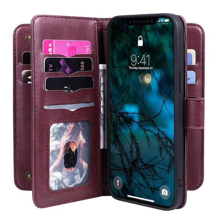 iPhone-Wallet-Hülle, leichtes Flip-Case mit Kreditkartenfach