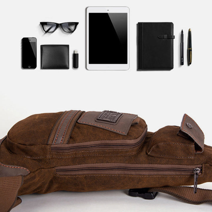 Große Canvas Brusttasche Herren Outdoor Sports Crossbody Sling Rucksack