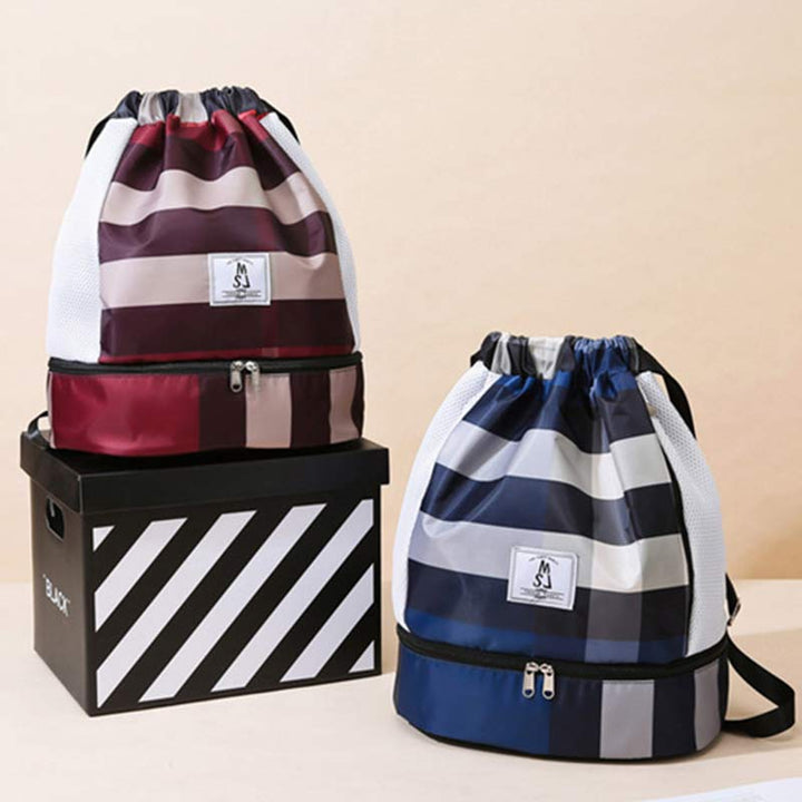 Wasserdichter Kordelzug-Rucksack, Sportsack, Mini-Reise-Tagesrucksack mit Schuhfach