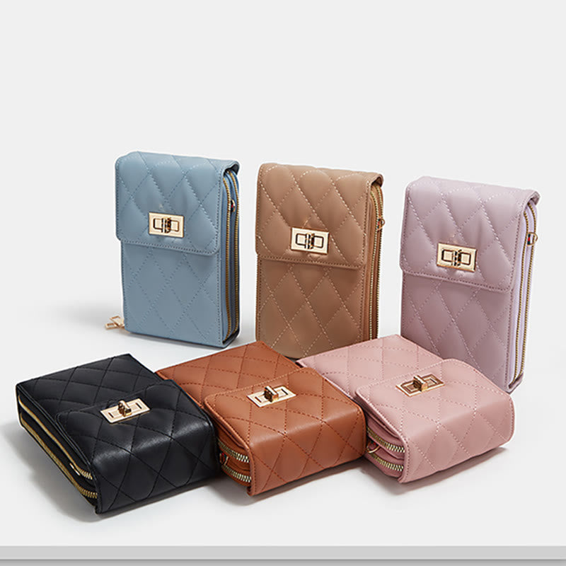 Handytasche für Damen, einfarbig, schmale Umhängetasche, Münzgeldbörse