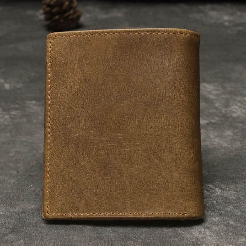 Geldbörse für Herren, minimalistischer Retro-Pferdedruck, Leder, Geldklammer, kurze Geldbörse