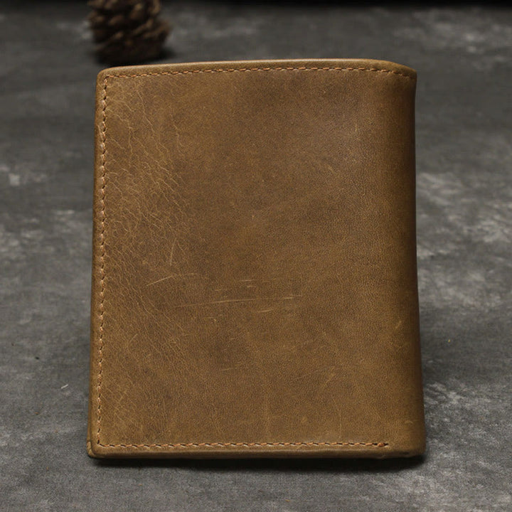 Geldbörse für Herren, minimalistischer Retro-Pferdedruck, Leder, Geldklammer, kurze Geldbörse