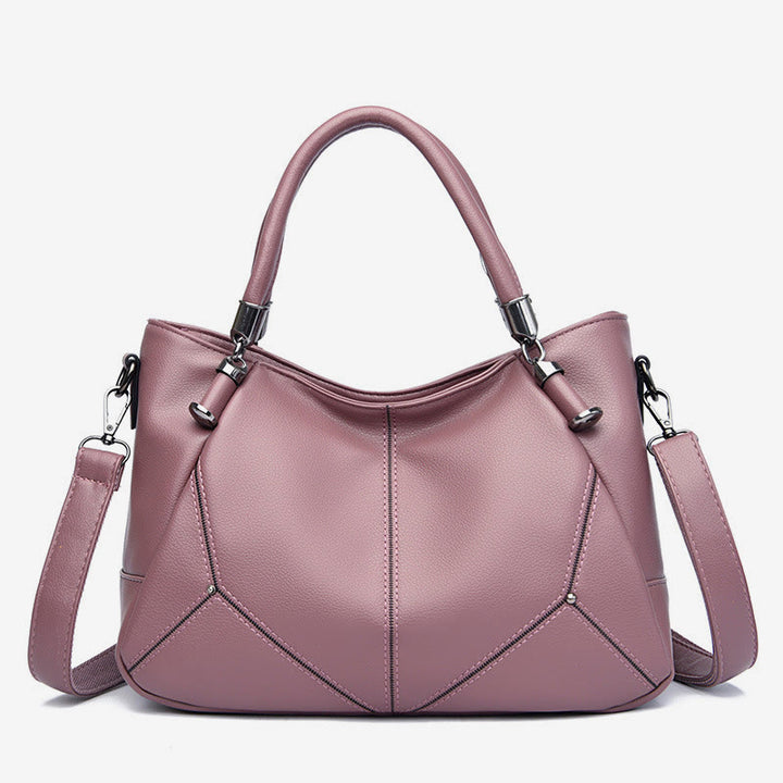 Weiche Lederhandtasche für Damen, verstellbarer breiter Riemen, minimalistische Umhängetasche