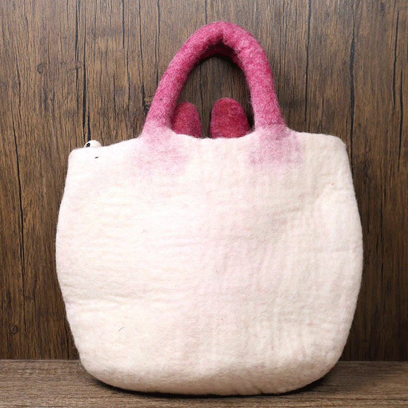 Handgemachte Tasche Wollfilz Handtasche Große Hasengesicht Tote