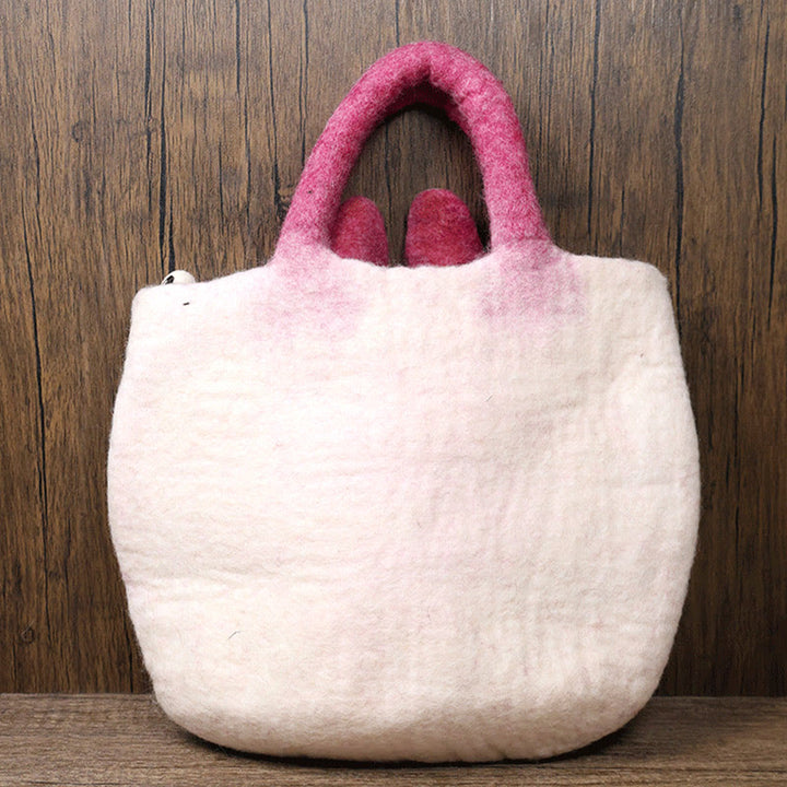Handgemachte Tasche Wollfilz Handtasche Große Hasengesicht Tote