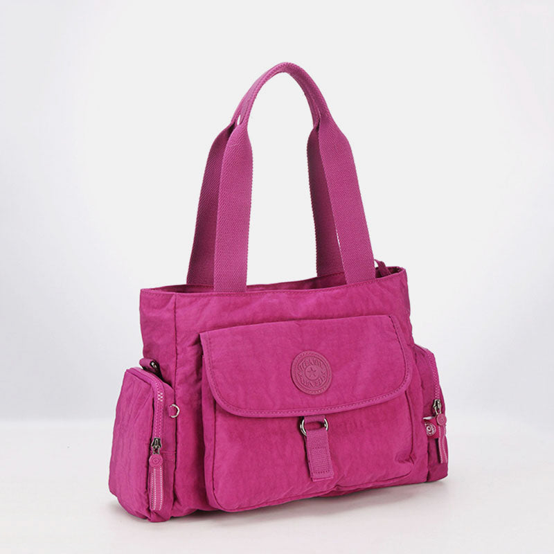 Damen Umhängetasche, leichte Schultertasche aus Nylon mit mehreren Taschen und Reißverschluss