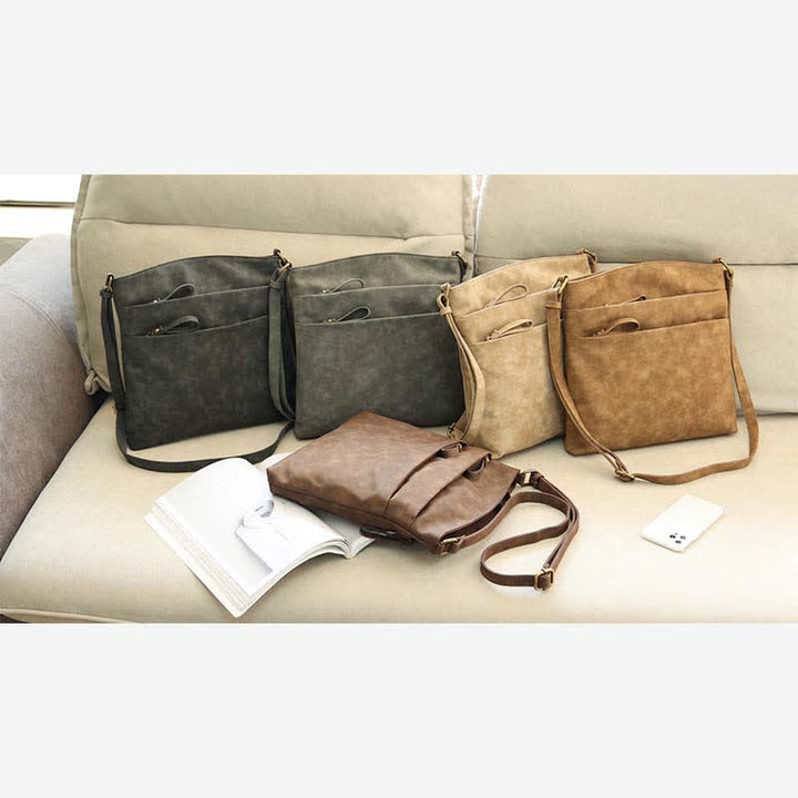 Umhängetaschen für Damen, mittlere Größe, 3 Reißverschlüsse, Schulterhandtasche aus Leder