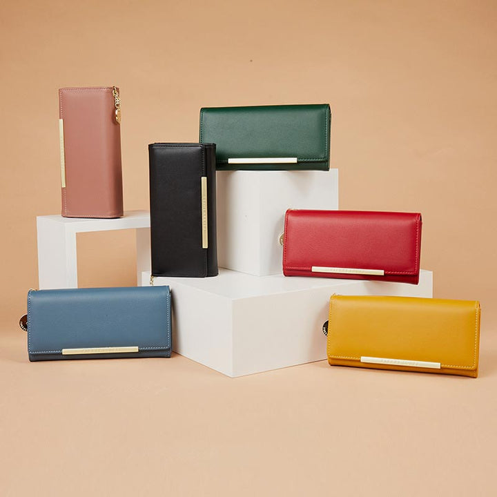 Kreditkartenetui, zweifach faltbare Clutch, große Kapazität, lange Geldbörse für Damen