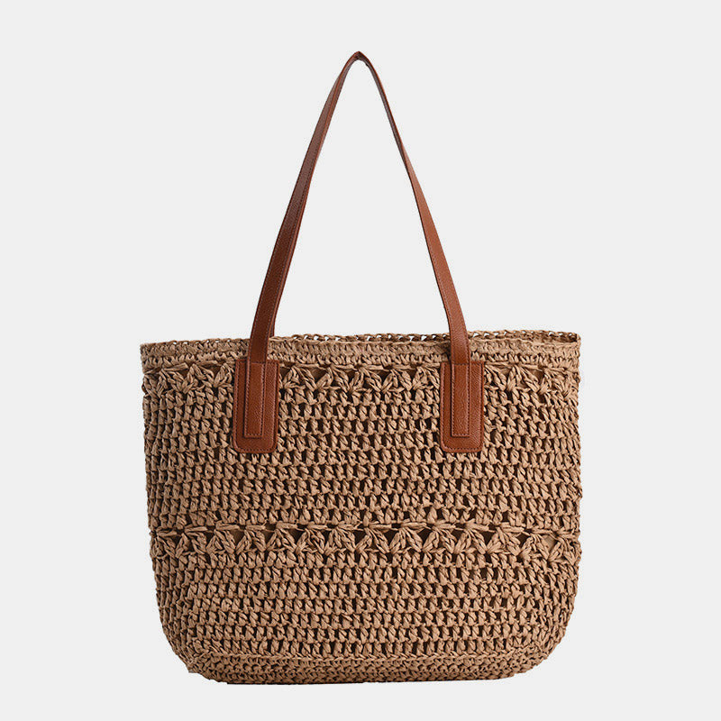 Leichte Sommerstrand-Handtasche aus gewebtem Stroh