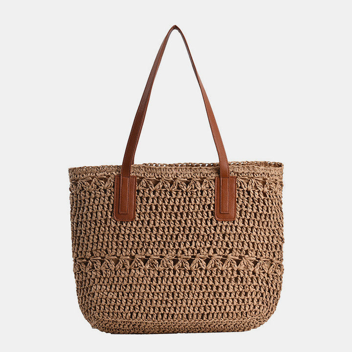 Leichte Sommerstrand-Handtasche aus gewebtem Stroh