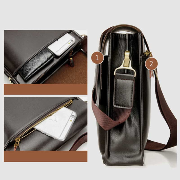 Herren Leder Umhängetasche Messenger Bag Reise Arbeit Business Satchel