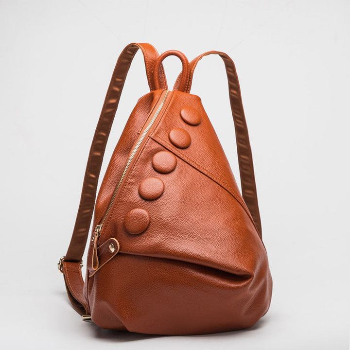 Einfarbiger Lederrucksack für Damen und Jugendliche