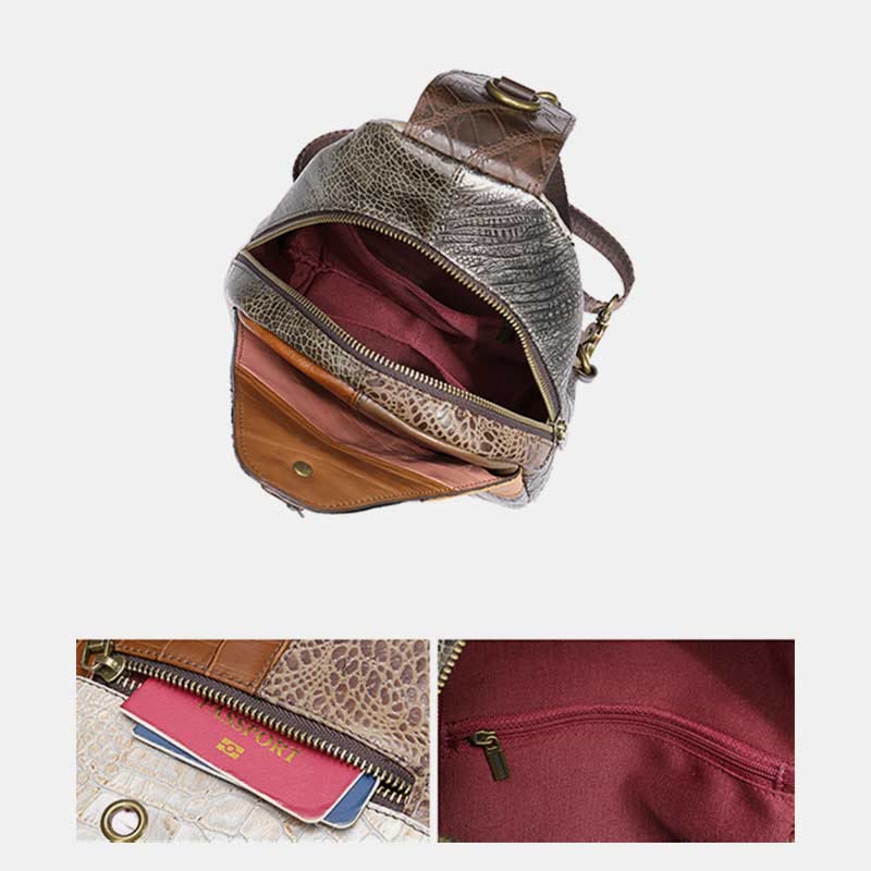 Schultertasche für Damen, Vintage, Folk-Custom, Leder, Reise-Umhängetasche