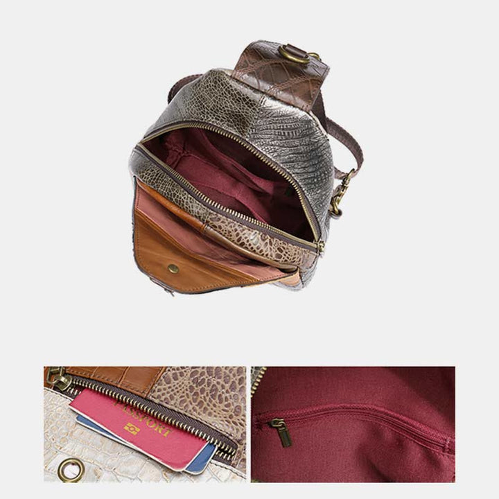 Schultertasche für Damen, Vintage, Folk-Custom, Leder, Reise-Umhängetasche