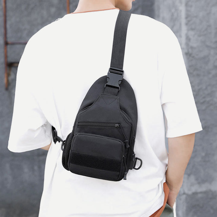 Schultertasche für Herren aus Canvas, lässig, sportlich, große Brusttasche