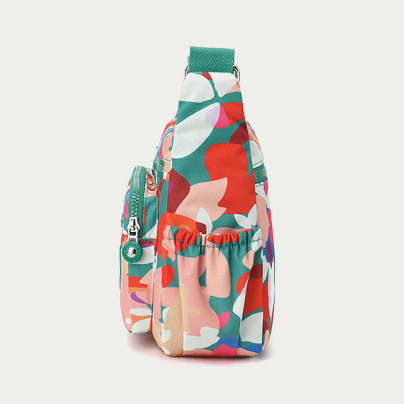Umhängetasche aus Nylon für Damen, bedruckt, mehrfarbig, robuste Tasche