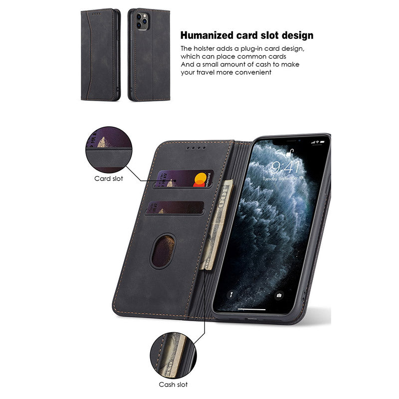 Premium PU Leder Brieftasche Hülle Kartenhalter Kompatibel mit iPhone 13 Pro Max