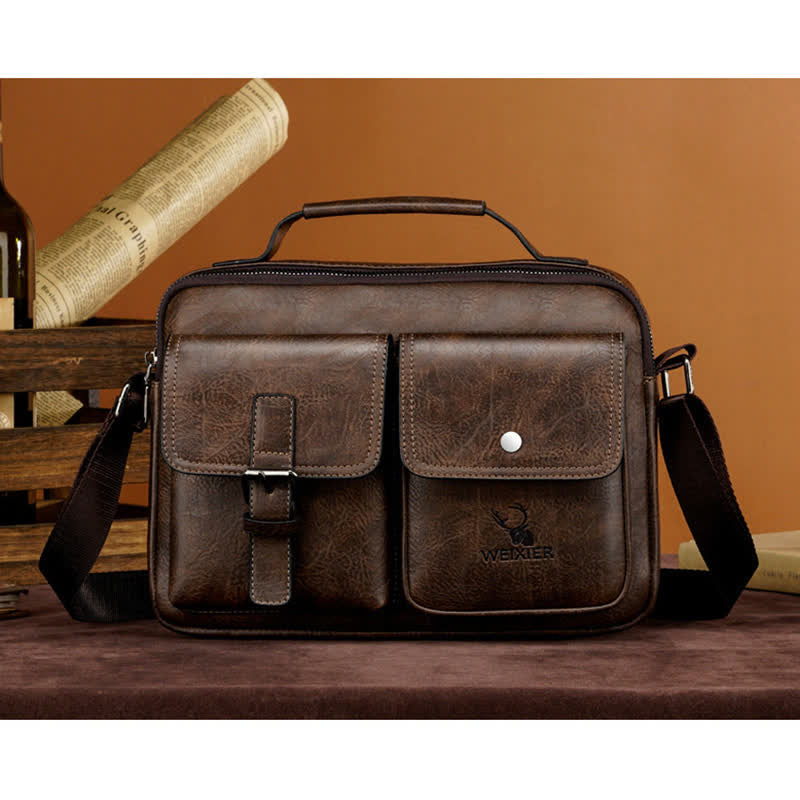Herren Messenger Bag Wasserdichte Vintage Leder Aktentasche Satchel Umhängetasche