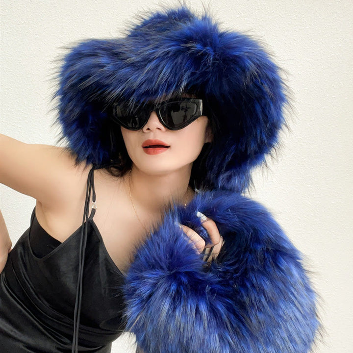 Kunstpelz weiche Huttasche Set für Frauen Winter Dating
