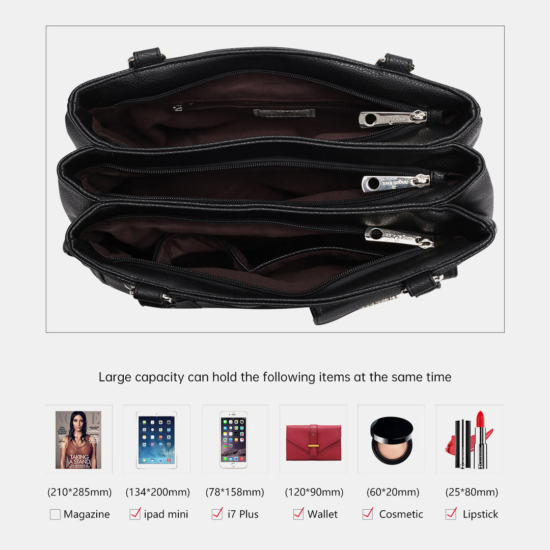 Schultertasche aus Kunstleder mit schweren Taschen und großer Kapazität