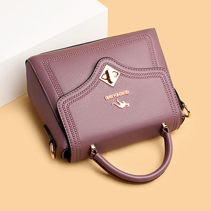 Klassische Tragetasche für den Weg zur Arbeit, minimalistische kleine Lederhandtasche