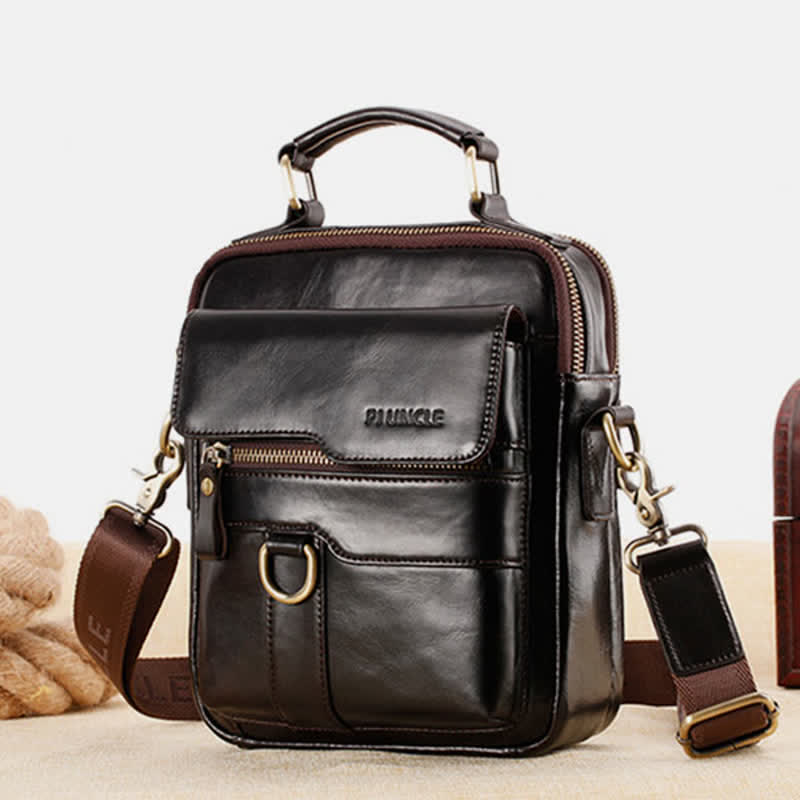 Umhängetasche aus echtem Leder, Vintage-Umhängetasche, Messenger-Handtasche für Herren
