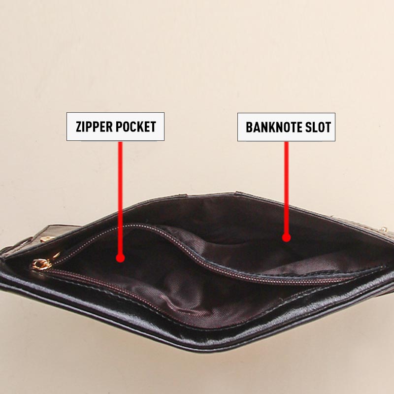 Kurze Handtasche aus echtem Leder mit Stickerei im Vintage-Stil und langen Schlitzen