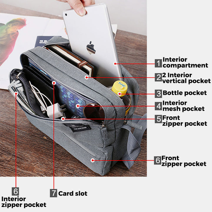 Multifunktionale Messenger-Tasche mit mehreren Fächern, Laptop-Umhängetasche