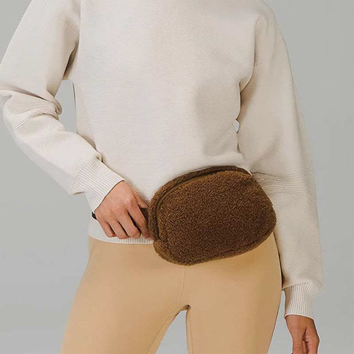 Leichte Hüfttasche für Damen und Herren, weiche und warme Schultertasche aus Plüsch