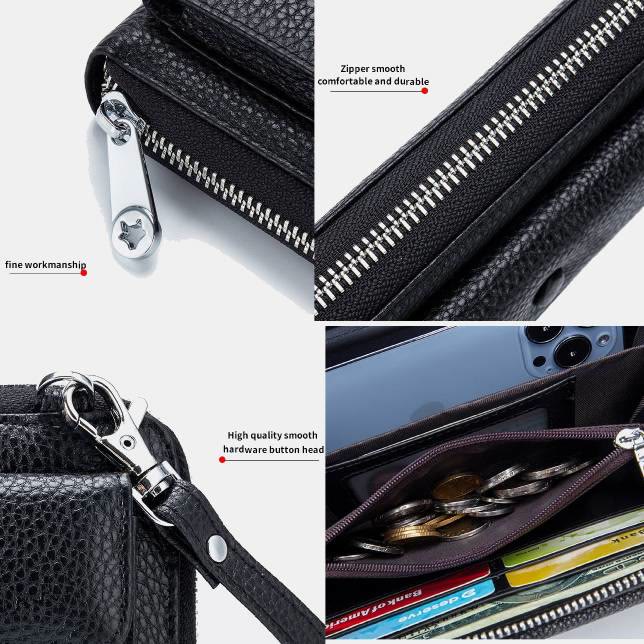 Echtes Leder Touchscreen Telefon Tasche Brieftasche Umhängetasche