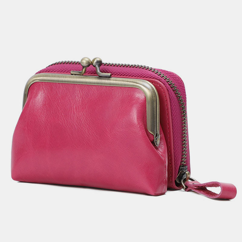 Retro-Kartenetui, Münzgeldbörse, Geldbörse, Mini-Handtasche mit Reißverschluss für Damen - DeepPink - image 0