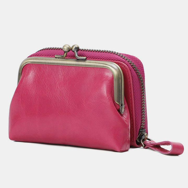 Retro-Kartenetui, Münzgeldbörse, Geldbörse, Mini-Handtasche mit Reißverschluss für Damen - DeepPink - image 0