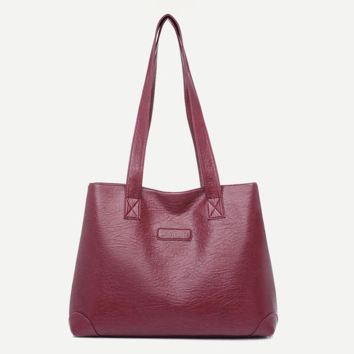 Damen Handtasche aus weichem Kunstleder mit zwei Fächern, Schultertasche