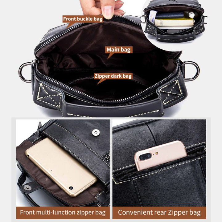 Große Kapazität Echt Leder Messenger Bag Crossbody Schulter Geldbörse Fit 9,7 in iPad