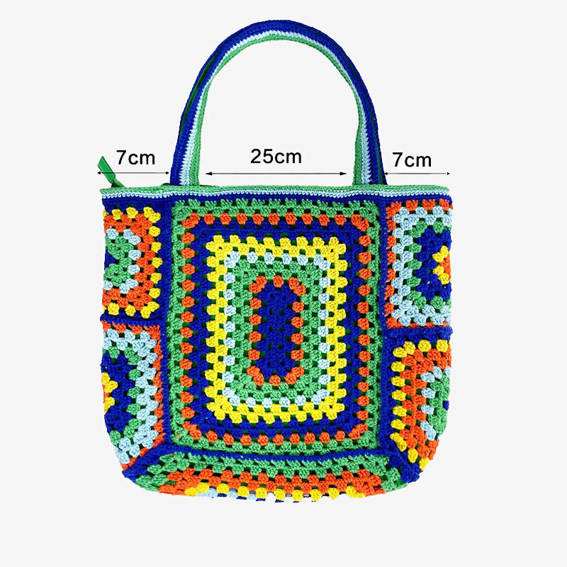 Vintage Tote für Frauen tragbare Pendlertasche handgestrickte Schultertasche