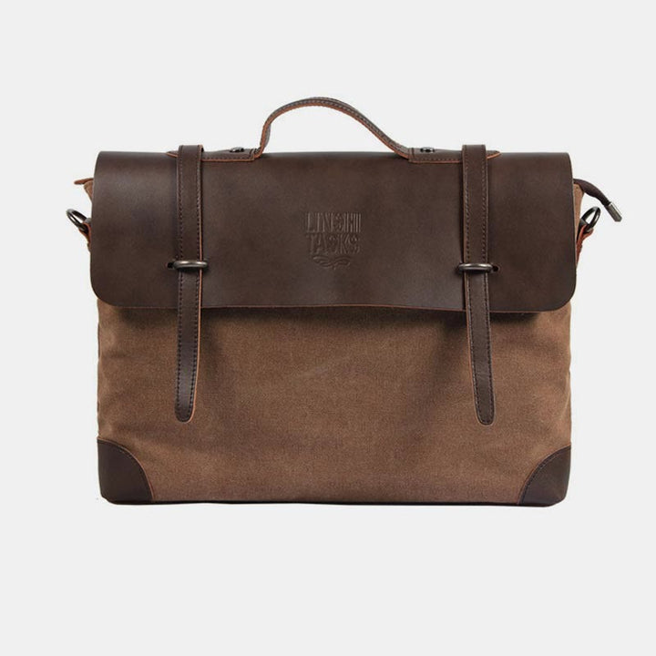 Umhängetasche für Herren, Canvas, lässig, Vintage, Dokumententasche - Groß - Sienna - Rindsleder - image 17