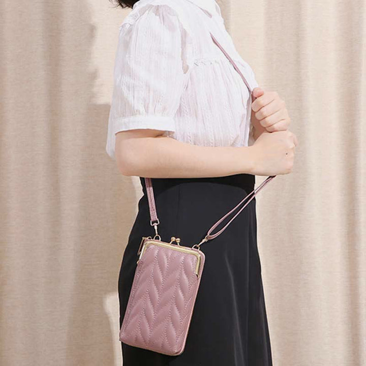Leder-Handytasche für Damen, große Kapazität, Umhängetasche, Münzgeldbörse