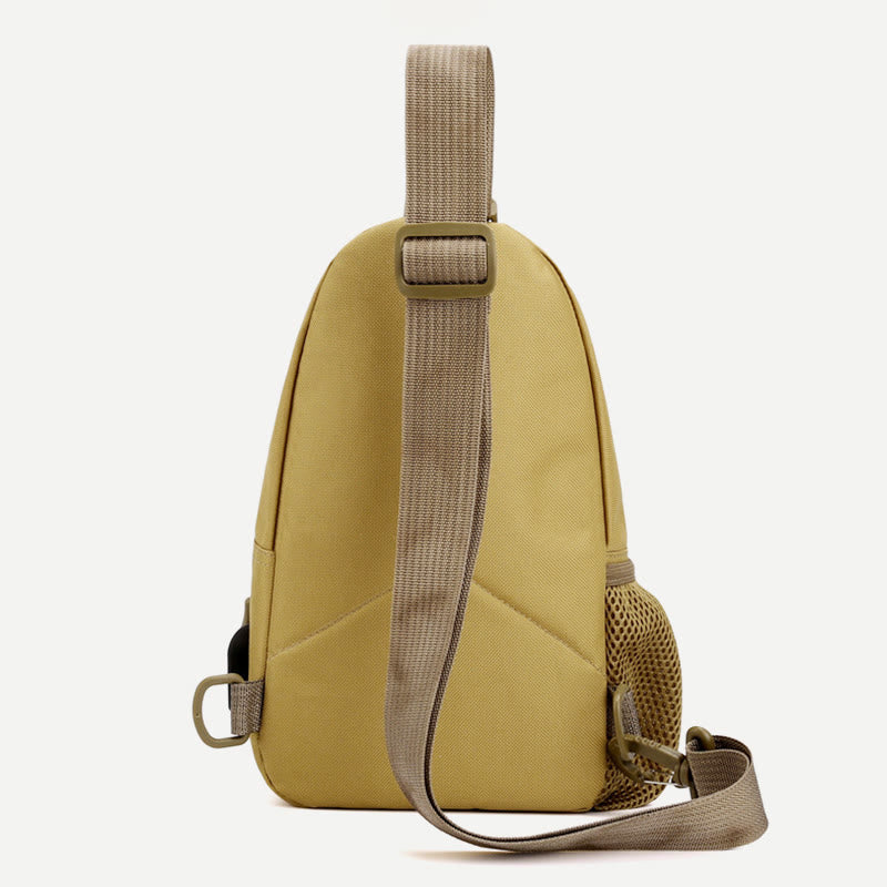 Schultertasche für Herren aus Canvas, lässig, sportlich, große Brusttasche
