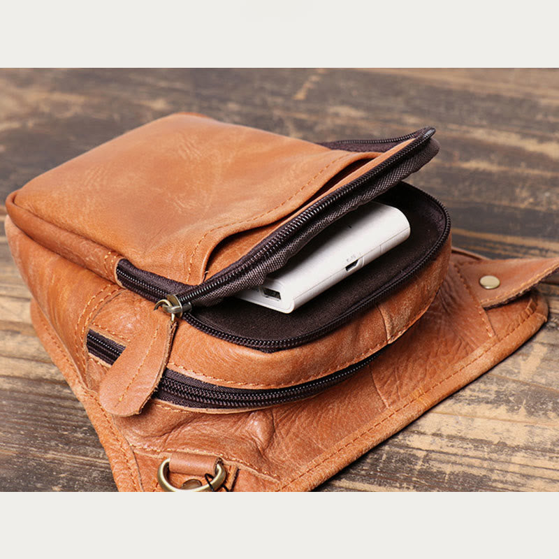 Gürteltasche für Herren aus Leder für Outdoor-Sportarten, multifunktionale Telefontasche