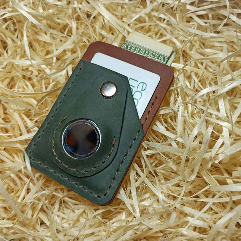 Leder Airtag Geldbörse Personalisierte Herren Geld Portemonnaie Kartenhalter