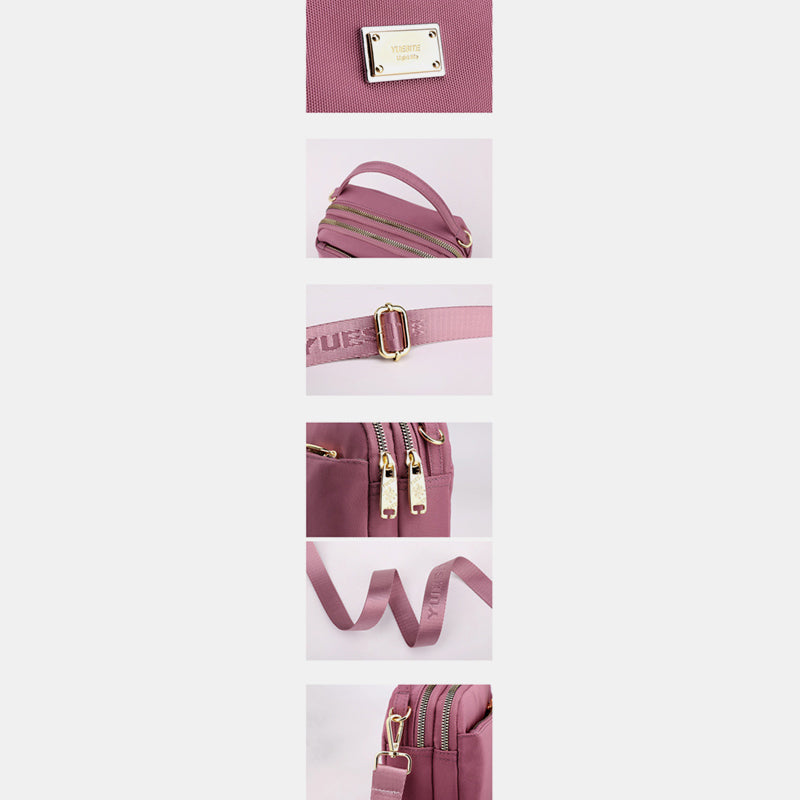 Leichte Umhängetasche aus Nylon mit mehreren Taschen für Damen, 3-lagig